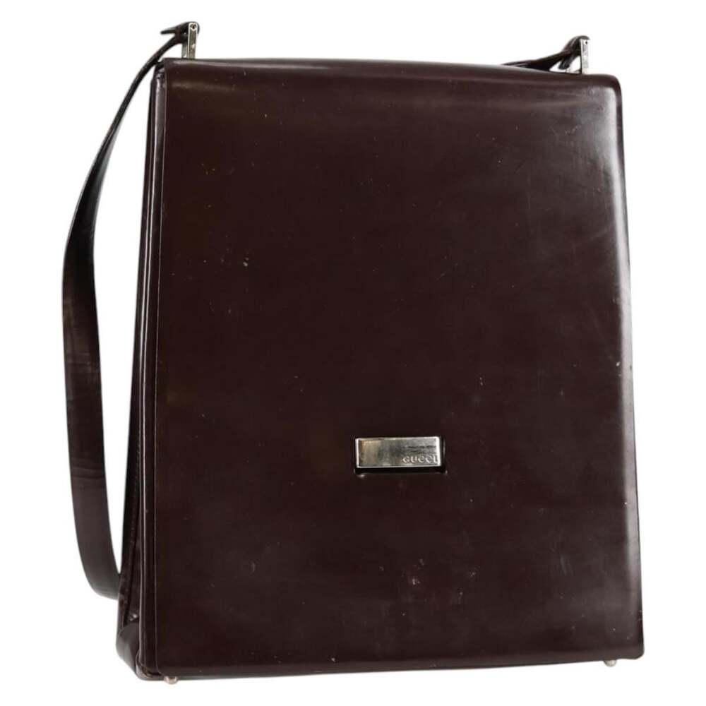 Gucci Patent Leather Shoulder Bag Brown
